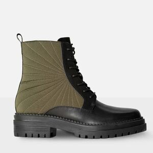 Valdini Klip Olive Green Gold Zip Velour Lining Ankle Boots Womens Size 8.5 NEW